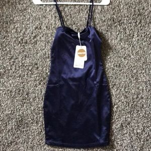 Satin Navy Blue Dress